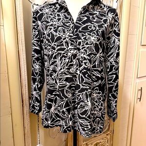 Southern Lady Black and White Floral Blouse